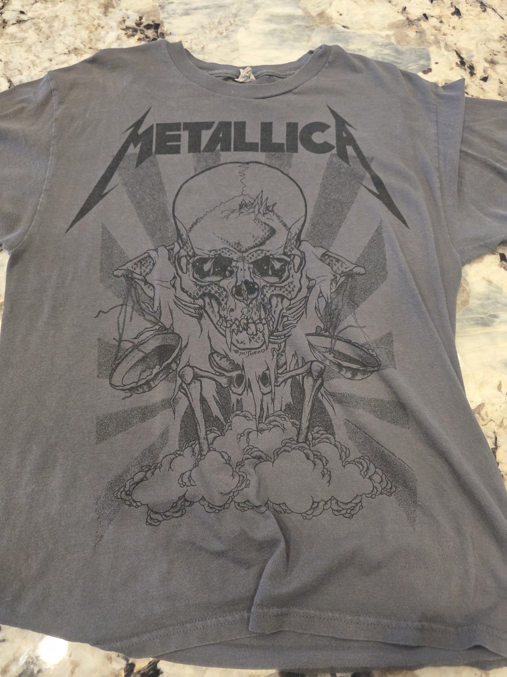Alstyle Men's Gray Metallica Skull Tee